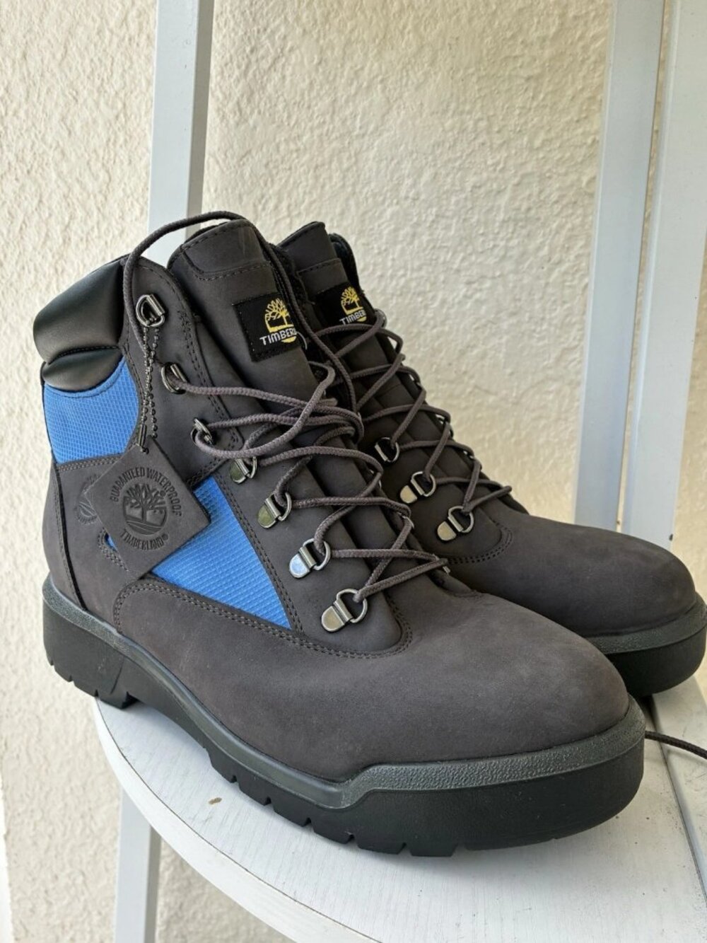 Timberland A5PWC Men's Waterproof Field Boots Gray/Blue Size 10 US